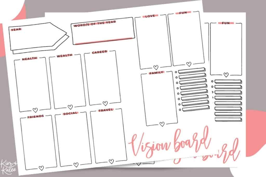 A free vision board template printable graphic.