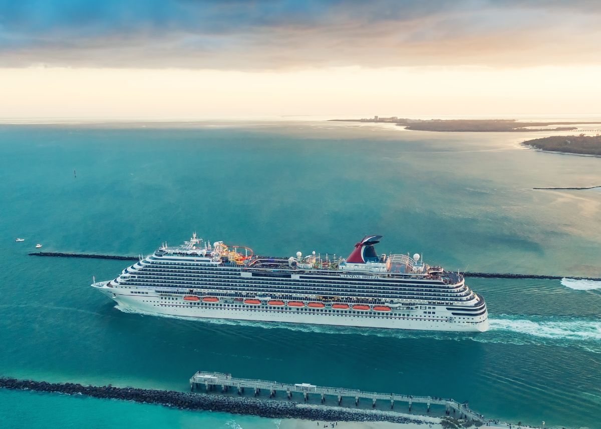A Carnival cruise ship pulling into port.