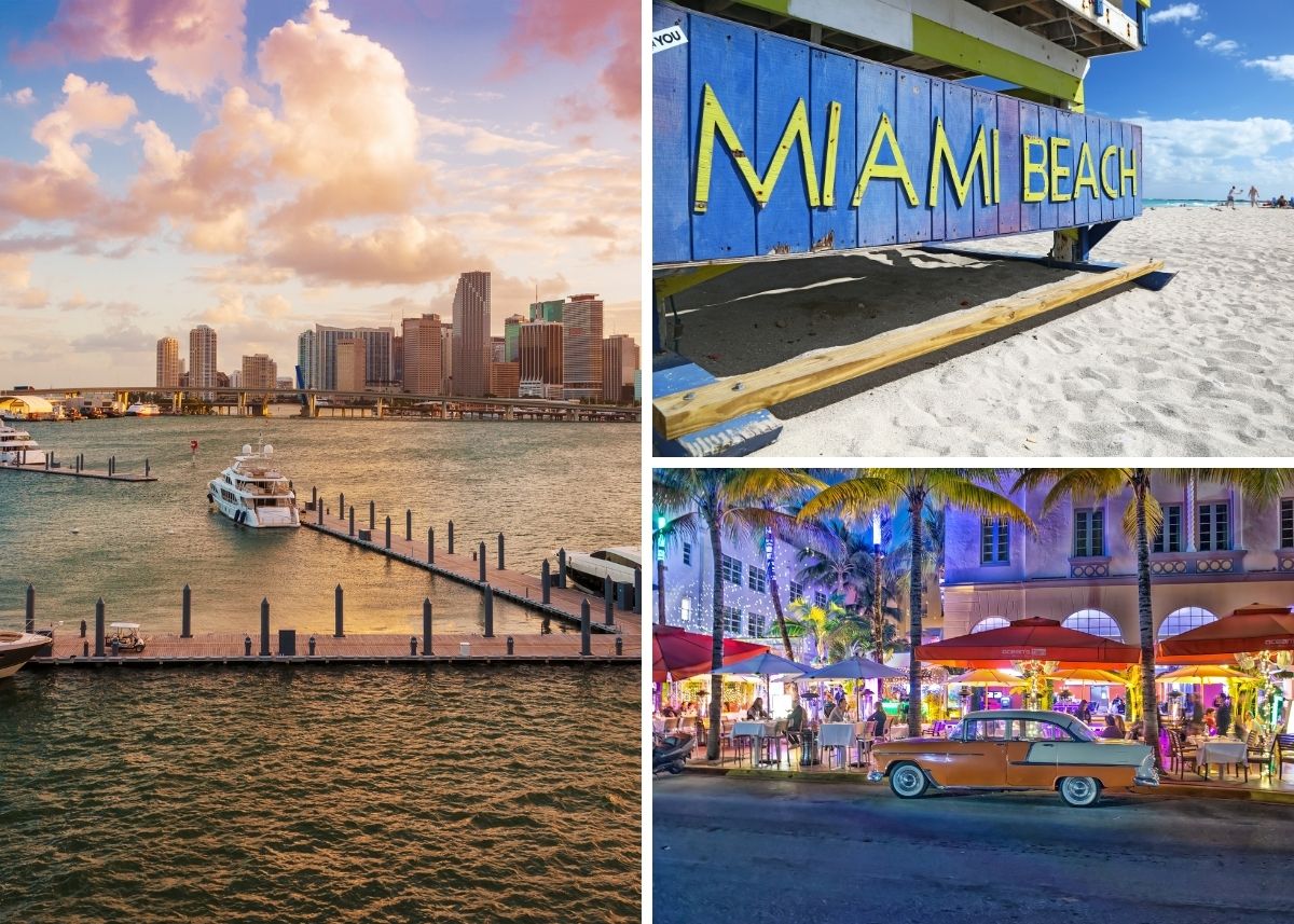 Collage of images from the city of Miami.