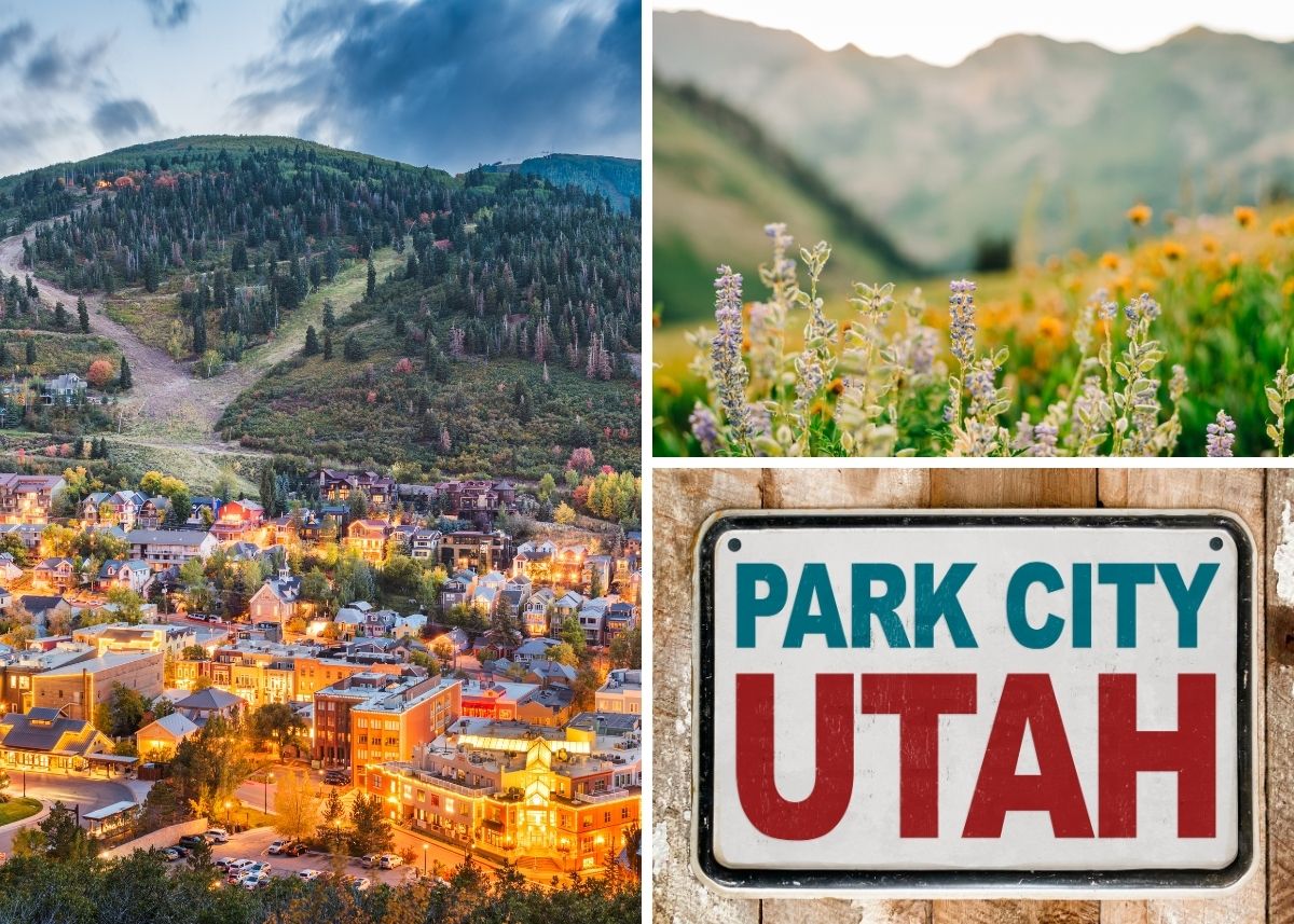 Collage of images from Park City, Utah.