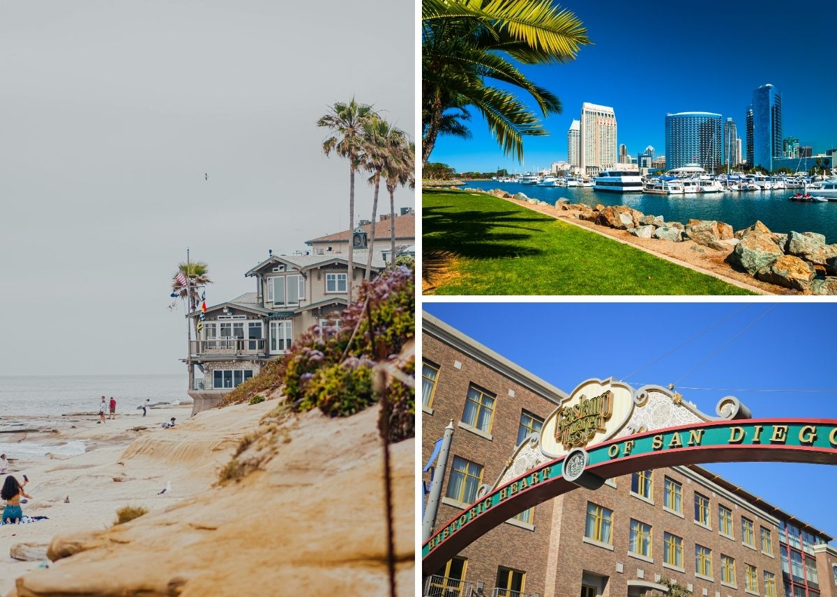 Collage of images from San Diego California.