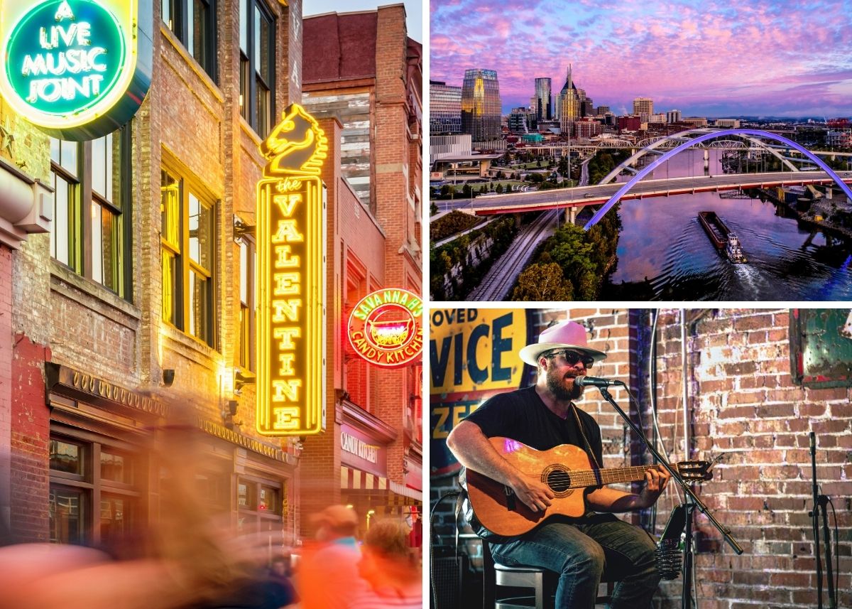 Collage of images from Nashville, Tennessee.