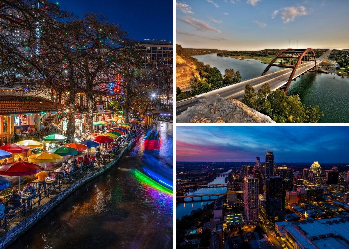Collage of images from Austin, Texas.