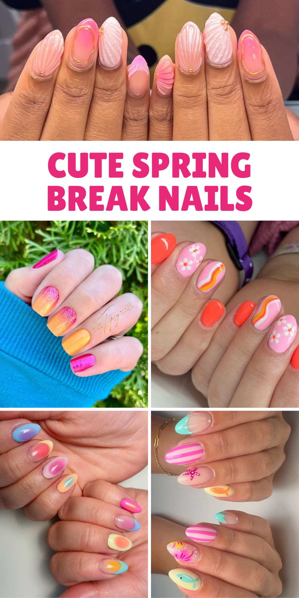 These trendy spring break nails feature bright spring colors and nail art that go perfectly with spring break fits. The best vacation nails for the spring holiday!