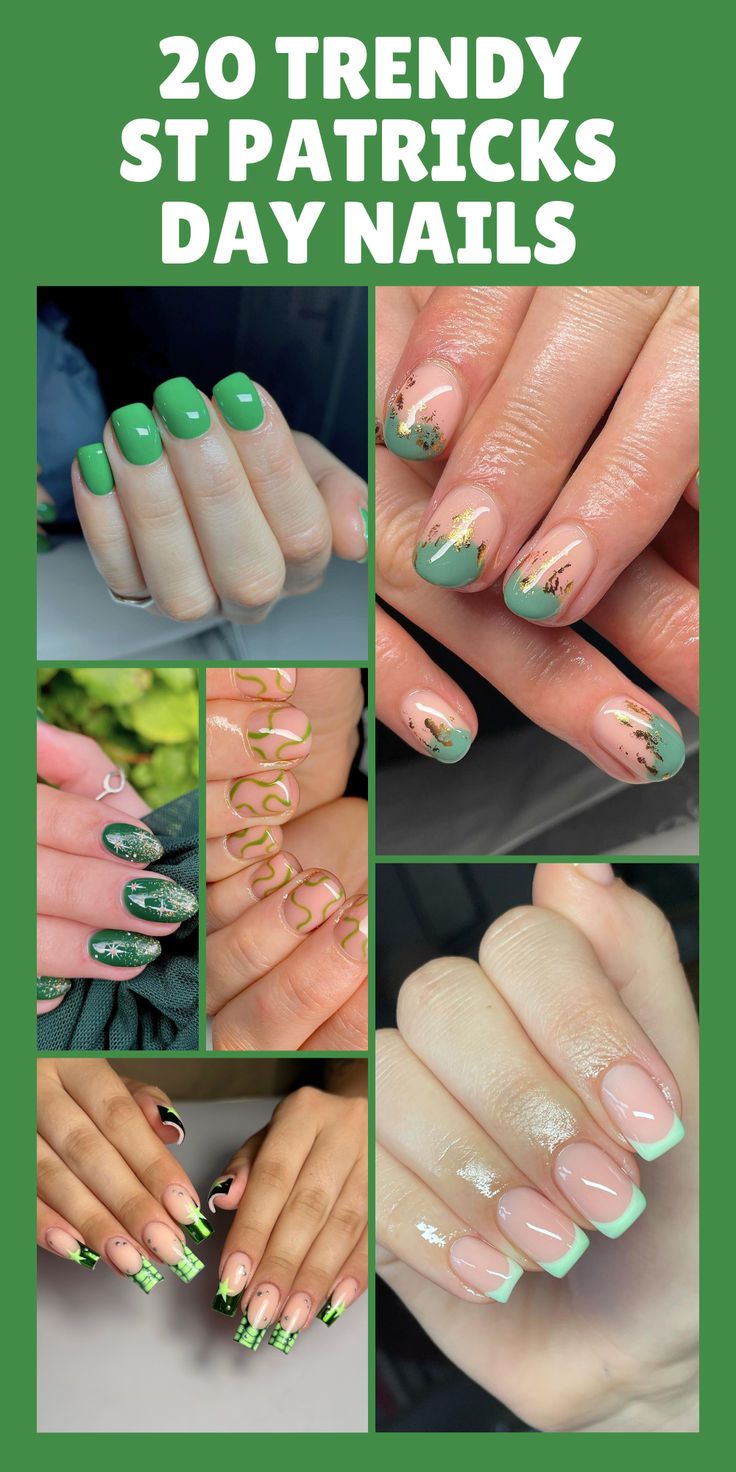 Pinterest pin for St Patricks Nails ideas.