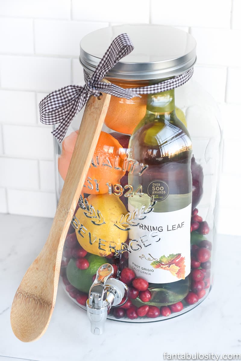 Sangria in a jar kit with a spoon.